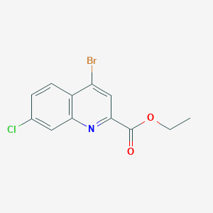 molecular formula C12H9BrClNO2 B12962250 Ethyl 4-bromo-7-chloroquinoline-2-carboxylate 