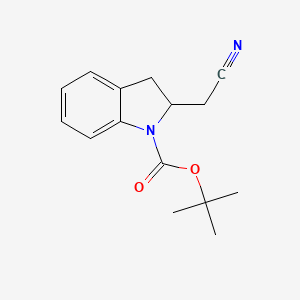 molecular formula C15H18N2O2 B12962309 tert-Butyl 2-(cyanomethyl)indoline-1-carboxylate 