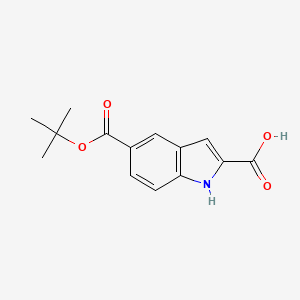 molecular formula C14H15NO4 B12962344 5-(tert-Butoxycarbonyl)-1H-indole-2-carboxylic acid CAS No. 496946-79-3