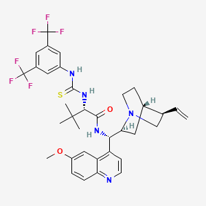 molecular formula C35H39F6N5O2S B12962392 (S)-2-(3-(3,5-Bis(trifluoromethyl)phenyl)thioureido)-N-((S)-(6-methoxyquinolin-4-yl)((1S,2S,4S,5R)-5-vinylquinuclidin-2-yl)methyl)-3,3-dimethylbutanamide 