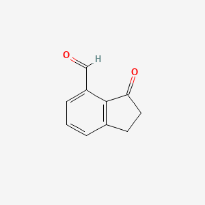 molecular formula C10H8O2 B12962423 3-Oxo-2,3-dihydro-1H-indene-4-carbaldehyde 