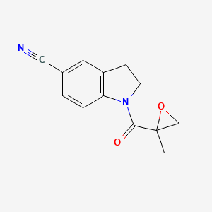 molecular formula C13H12N2O2 B12962501 1-(2-Methyloxirane-2-carbonyl)indoline-5-carbonitrile 