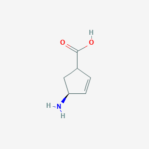 molecular formula C6H9NO2 B12962576 (4S)-4-Aminocyclopent-2-ene-1-carboxylic acid 