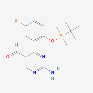 5-Pyrimidinecarboxaldehyde, 2-amino-4-[5-bromo-2-[[(1,1-dimethylethyl)dimethylsilyl]oxy]phenyl]-