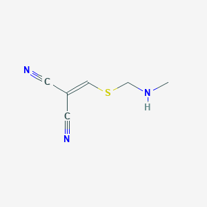 molecular formula C6H7N3S B12962647 2-((((Methylamino)methyl)thio)methylene)malononitrile 