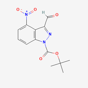 molecular formula C13H13N3O5 B12962661 tert-butyl 3-formyl-4-nitro-1H-indazole-1-carboxylate 