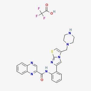 N-[2-[3-(piperazin-1-ylmethyl)imidazo[2,1-b][1,3]thiazol-6-yl]phenyl]quinoxaline-2-carboxamide;2,2,2-trifluoroacetic acid