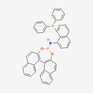 molecular formula C42H29NO2P2 B12962912 N-(8-diphenylphosphanylnaphthalen-1-yl)-12,14-dioxa-13-phosphapentacyclo[13.8.0.02,11.03,8.018,23]tricosa-1(15),2(11),3,5,7,9,16,18,20,22-decaen-13-amine 