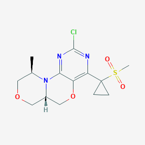 molecular formula C14H18ClN3O4S B12962978 (6AS,10R)-2-chloro-10-methyl-4-(1-(methylsulfonyl)cyclopropyl)-6a,7,9,10-tetrahydro-6H-[1,4]oxazino[4,3-d]pyrimido[5,4-b][1,4]oxazine 