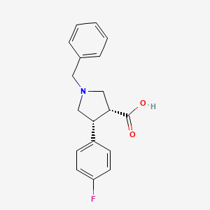 molecular formula C18H18FNO2 B12963108 rel-(3R,4R)-1-benzyl-4-(4-fluorophenyl)pyrrolidine-3-carboxylic acid 