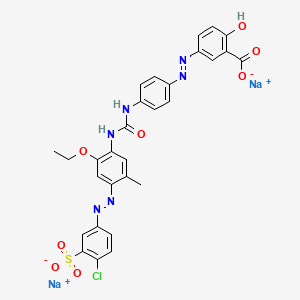 Disodium 5-((4-((((4-((4-chloro-3-sulphonatophenyl)azo)-2-ethoxy-5-tolyl)amino)carbonyl)amino)phenyl)azo)salicylate