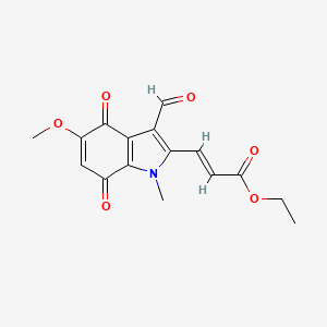 ethyl (E)-3-(3-formyl-5-methoxy-1-methyl-4,7-dioxo-4,7-dihydro-1H-indol-2-yl)acrylate