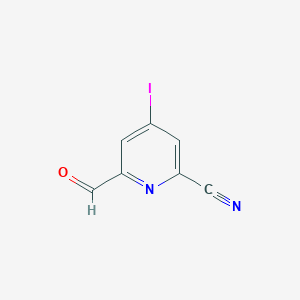 molecular formula C7H3IN2O B12963326 6-Formyl-4-iodopicolinonitrile 