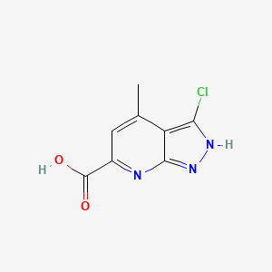 molecular formula C8H6ClN3O2 B12963355 3-Chloro-4-methyl-1H-pyrazolo[3,4-b]pyridine-6-carboxylic acid 