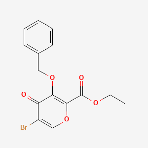 molecular formula C15H13BrO5 B12963393 Ethyl 3-(benzyloxy)-5-bromo-4-oxo-4H-pyran-2-carboxylate 