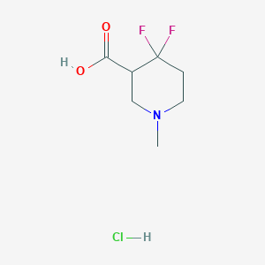 molecular formula C7H12ClF2NO2 B12963542 4,4-Difluoro-1-methylpiperidine-3-carboxylic acid hydrochloride 