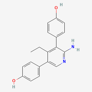 molecular formula C19H18N2O2 B12963669 4,4'-(2-Amino-4-ethylpyridine-3,5-diyl)diphenol 