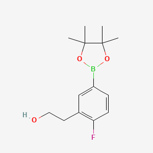 molecular formula C14H20BFO3 B12963696 2-(2-Fluoro-5-(4,4,5,5-tetramethyl-1,3,2-dioxaborolan-2-yl)phenyl)ethanol CAS No. 1392236-44-0