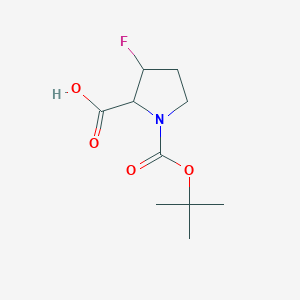 molecular formula C10H16FNO4 B12963814 1-(tert-Butoxycarbonyl)-3-fluoropyrrolidine-2-carboxylic acid 