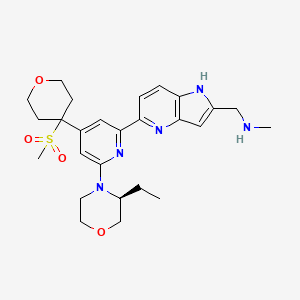 molecular formula C26H35N5O4S B12963860 (S)-1-(5-(6-(3-Ethylmorpholino)-4-(4-(methylsulfonyl)tetrahydro-2H-pyran-4-yl)pyridin-2-yl)-1H-pyrrolo[3,2-b]pyridin-2-yl)-N-methylmethanamine 