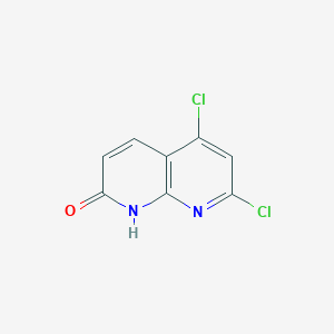 molecular formula C8H4Cl2N2O B12963910 5,7-Dichloro-1,8-naphthyridin-2(1H)-one 