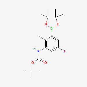 molecular formula C18H27BFNO4 B12963930 tert-Butyl (5-fluoro-2-methyl-3-(4,4,5,5-tetramethyl-1,3,2-dioxaborolan-2-yl)phenyl)carbamate 