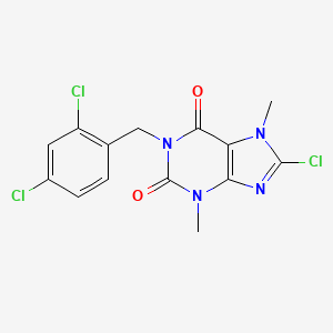 molecular formula C14H11Cl3N4O2 B12964174 8-chloro-1-(2,4-dichlorobenzyl)-3,7-dimethyl-3,7-dihydro-1H-purine-2,6-dione 