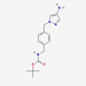 molecular formula C16H22N4O2 B12964232 tert-Butyl (4-((4-amino-1H-pyrazol-1-yl)methyl)benzyl)carbamate 