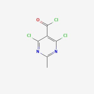 molecular formula C6H3Cl3N2O B12964954 4,6-Dichloro-2-methylpyrimidine-5-carbonyl chloride 