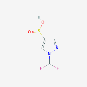 molecular formula C4H4F2N2O2S B12964975 1-(Difluoromethyl)-1H-pyrazole-4-sulfinic acid 