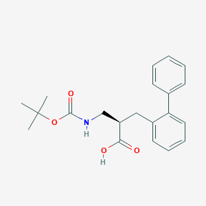 molecular formula C21H25NO4 B12965086 (R)-3-([1,1'-Biphenyl]-2-yl)-2-(((tert-butoxycarbonyl)amino)methyl)propanoic acid 