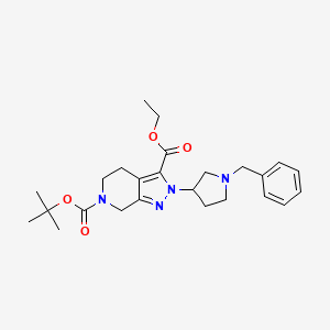 molecular formula C25H34N4O4 B12965127 6-Tert-butyl 3-ethyl 2-(1-benzylpyrrolidin-3-YL)-4,5-dihydro-2H-pyrazolo[3,4-C]pyridine-3,6(7H)-dicarboxylate 