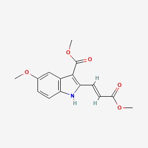 molecular formula C15H15NO5 B12965244 methyl (E)-5-methoxy-2-(3-methoxy-3-oxoprop-1-en-1-yl)-1H-indole-3-carboxylate 