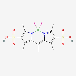 molecular formula C14H17BF2N2O6S2 B12965401 2,2-difluoro-4,6,8,10,12-pentamethyl-3-aza-1-azonia-2-boranuidatricyclo[7.3.0.03,7]dodeca-1(12),4,6,8,10-pentaene-5,11-disulfonic acid 