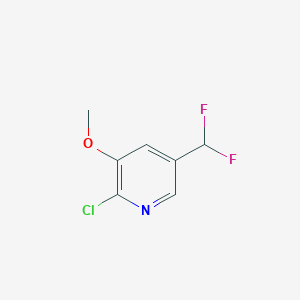 molecular formula C7H6ClF2NO B12965552 2-Chloro-5-(difluoromethyl)-3-methoxypyridine 