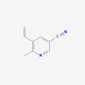 molecular formula C9H8N2 B12965625 6-Methyl-5-vinylnicotinonitrile 