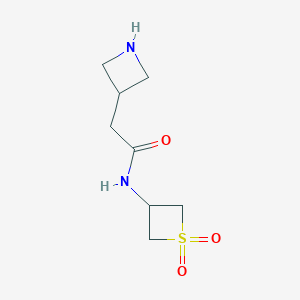 molecular formula C8H14N2O3S B12965646 2-(Azetidin-3-yl)-N-(1,1-dioxidothietan-3-yl)acetamide 