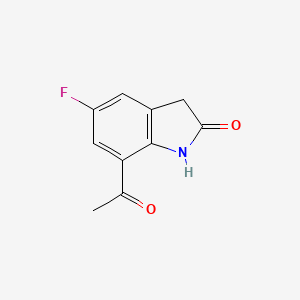 molecular formula C10H8FNO2 B12965665 7-Acetyl-5-fluoroindolin-2-one 