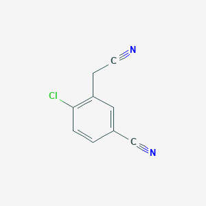 molecular formula C9H5ClN2 B12965689 4-Chloro-3-(cyanomethyl)benzonitrile 