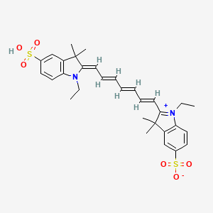 molecular formula C31H36N2O6S2 B12965698 1-Ethyl-2-(7-(1-ethyl-3,3-dimethyl-5-sulfoindolin-2-ylidene)hepta-1,3,5-trien-1-yl)-3,3-dimethyl-3H-indol-1-ium-5-sulfonate 