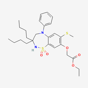 1,1-Dioxo-3,3-dibutyl-5-phenyl-7-methylthio-8-ethoxycarbonylmethoxy-2,3,4,5-tetrahydro-1,2,5-benzothiadiazepine