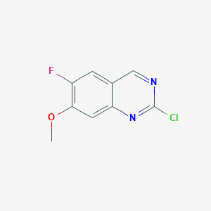 molecular formula C9H6ClFN2O B12965806 2-Chloro-6-fluoro-7-methoxyquinazoline 