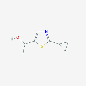 molecular formula C8H11NOS B12965887 1-(2-Cyclopropyl-1,3-thiazol-5-yl)ethan-1-ol 