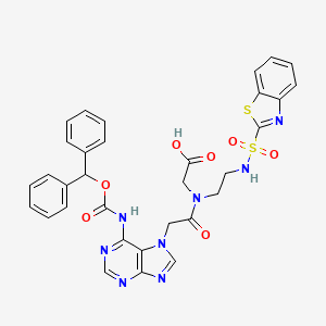 2-(2-(6-(((Benzhydryloxy)carbonyl)amino)-7H-purin-7-yl)-N-(2-(benzo[d]thiazole-2-sulfonamido)ethyl)acetamido)acetic acid