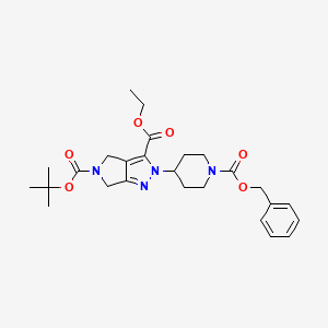 5-tert-butyl3-ethyl2-(1-((benzyloxy)carbonyl)piperidin-4-yl)-4,6-dihydropyrrolo[3,4-c]pyrazole-3,5(2H)-dicarboxylate