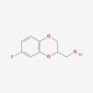 molecular formula C9H9FO3 B12966197 (6-Fluoro-2,3-dihydro-1,4-benzodioxin-3-yl)methanol 