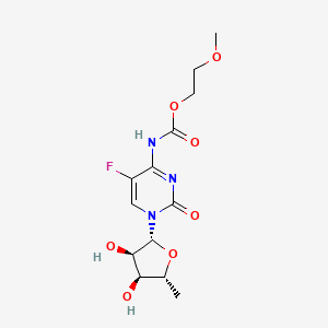 molecular formula C13H18FN3O7 B12966250 2-Methoxyethyl (1-((2R,3R,4S,5R)-3,4-dihydroxy-5-methyltetrahydrofuran-2-yl)-5-fluoro-2-oxo-1,2-dihydropyrimidin-4-yl)carbamate 