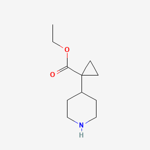 molecular formula C11H19NO2 B12966290 Ethyl 1-(piperidin-4-yl)cyclopropane-1-carboxylate 