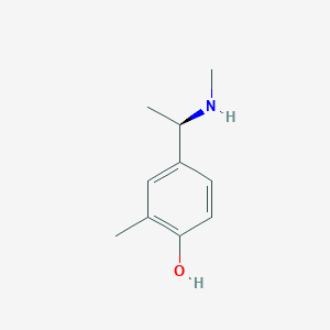 molecular formula C10H15NO B12966340 (R)-2-Methyl-4-(1-(methylamino)ethyl)phenol 