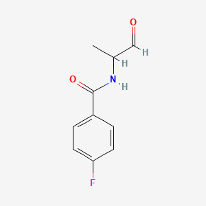 molecular formula C10H10FNO2 B12966358 4-Fluoro-N-(1-oxopropan-2-yl)benzamide 